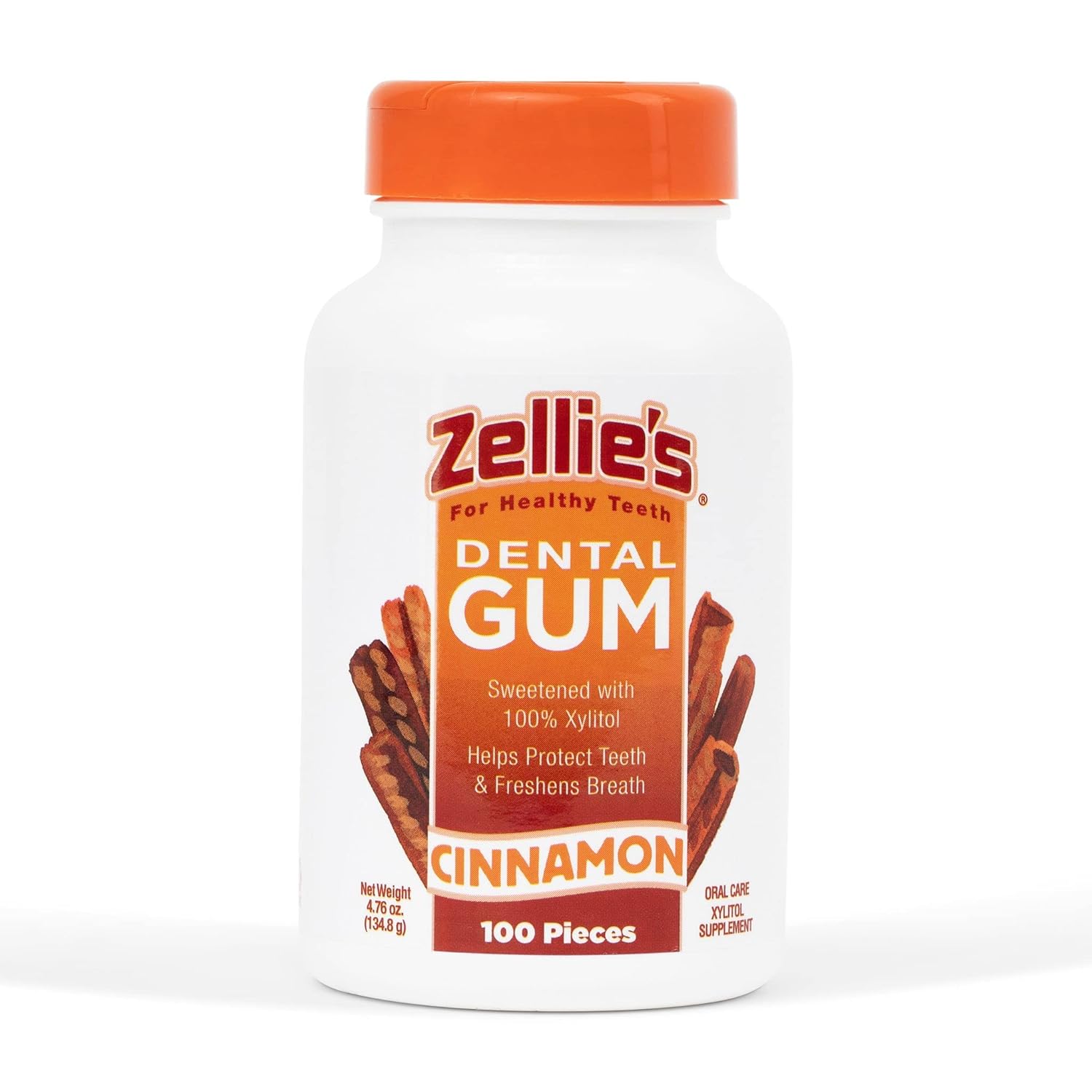 Zellie's Xylitol Dental Gum - Cinnamon 100ct Jar (image for) Zellie's Xylitol Dental Gum - Cinnamon 100ct Jar